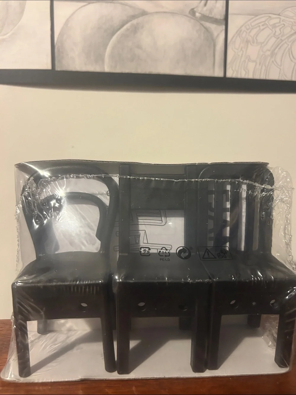 Ikea Fjantig vintage Black Plastic hook Chairs (Set) - Brand: